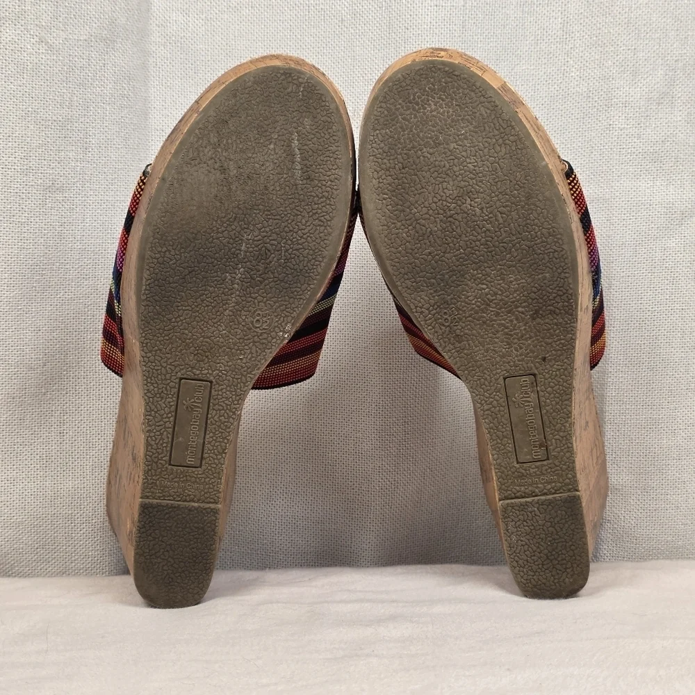 Montego Bay Club Multicolor Cork Wedge Slides Size 8.5
